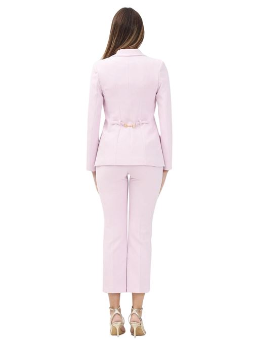 Tailleur pantalone monopetto in crepe rosa Elisabetta Franchi | TP00151E2544